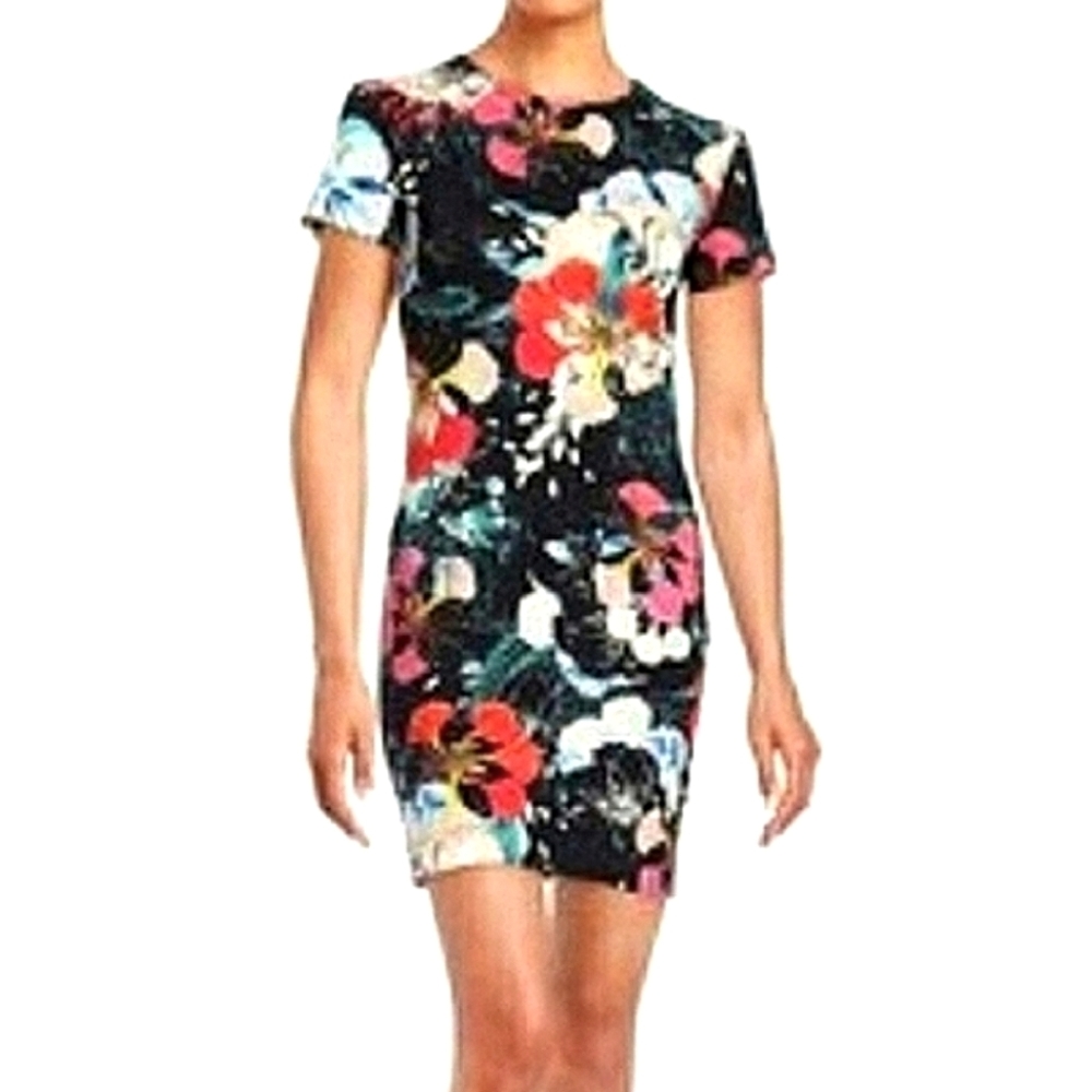 French Connection Mini Floral bodycon dress V-neckline